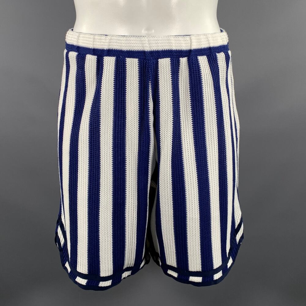 CLOT APPAREL Size S White Blue Stripe Cotton Drawstring Shorts